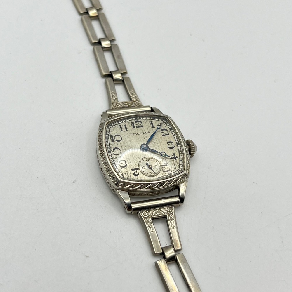 Vintage Waltham Art Deco Wristwatch Gold Filled Case Band Working Needs Clasp